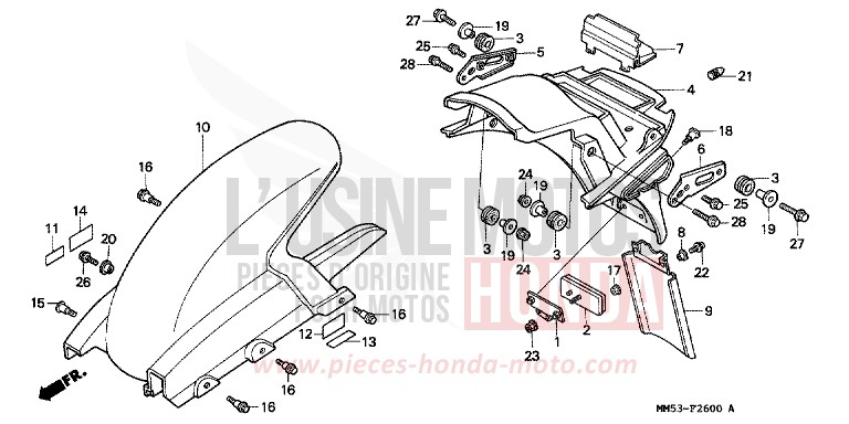 KOTFLUEGEL, HINTEN (CBR1000FH/FJ/FM) von CB1300 Super Bold'or ABS PB187D (PB187D) von 1987